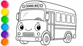 School Bus Drawing Coloring for Kids Toddlers Easy Step by Step Vehicle Drawing for Kids