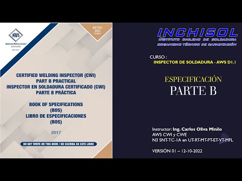 INSPECTOR DE SOLDADURA - AWS D1.1:2020 - EXAMEN PARTE B - INDICE