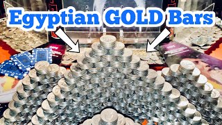 EGYPTIAN GOLD BARS Inside The High Limit Coin Pusher Jackpot WON MONEY ASMR