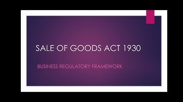 Sale Of Goods Act 1930|Business Regulatory Framework|B. com|