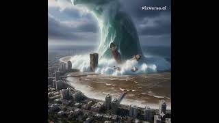 A huge wave engulfs the city #ai