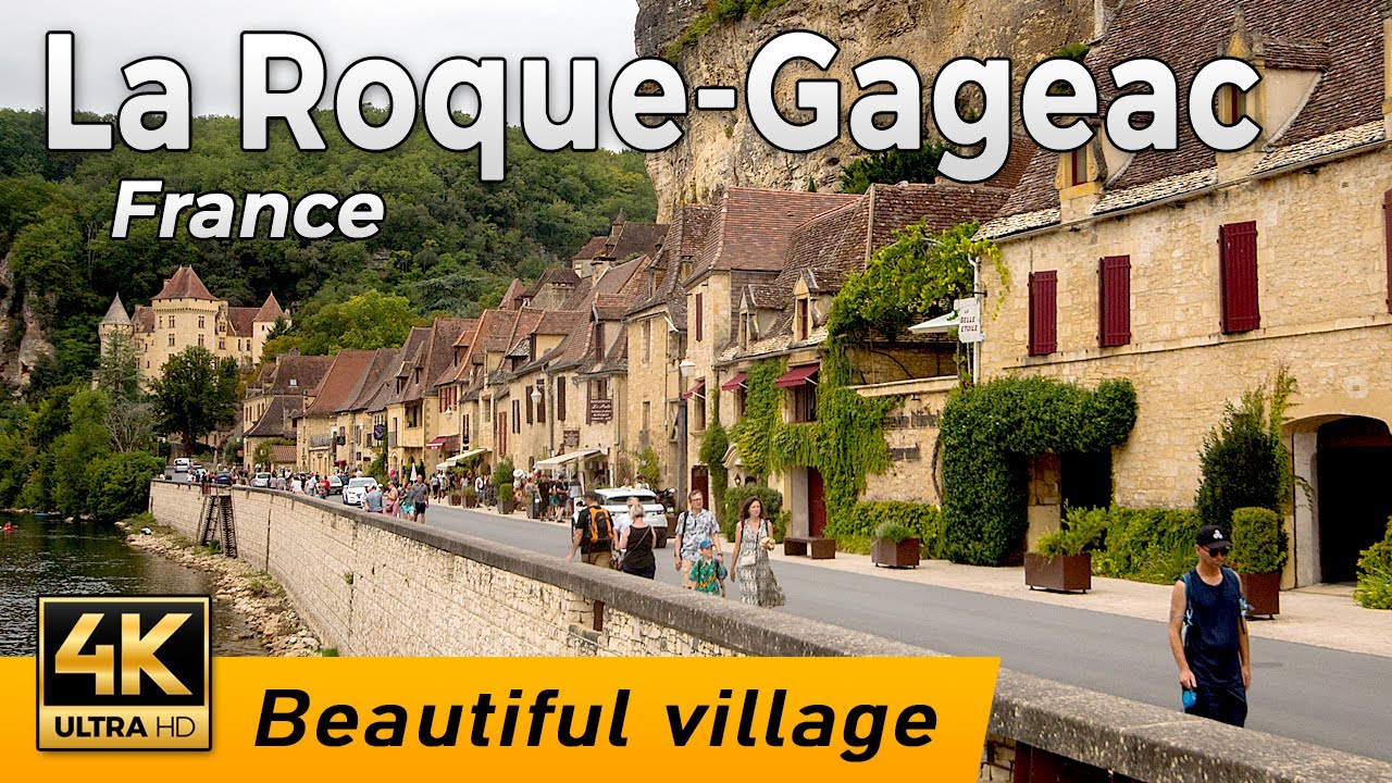 La Roque-Gageac, France - Beautiful old village of the Black Perigord | Walking Tour 4k | Périgord