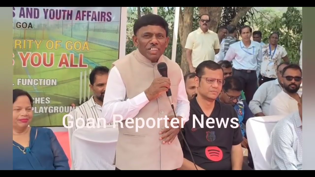 Goan Reporter: Inauguration of a practice Cricket pitch by the sports minister Ramesh Tawadkar 
