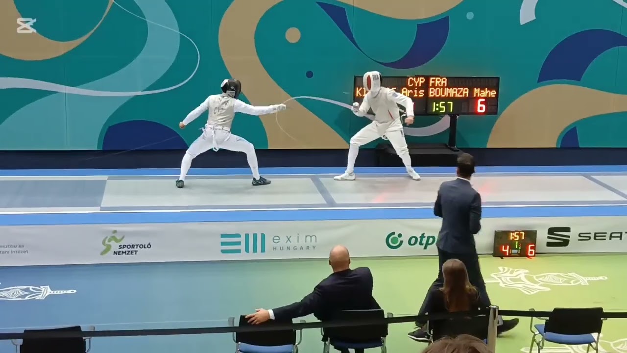ECC men's foil Budapest GOLD Kiayias Aris CYP vs Boumaza Mahel FRA
