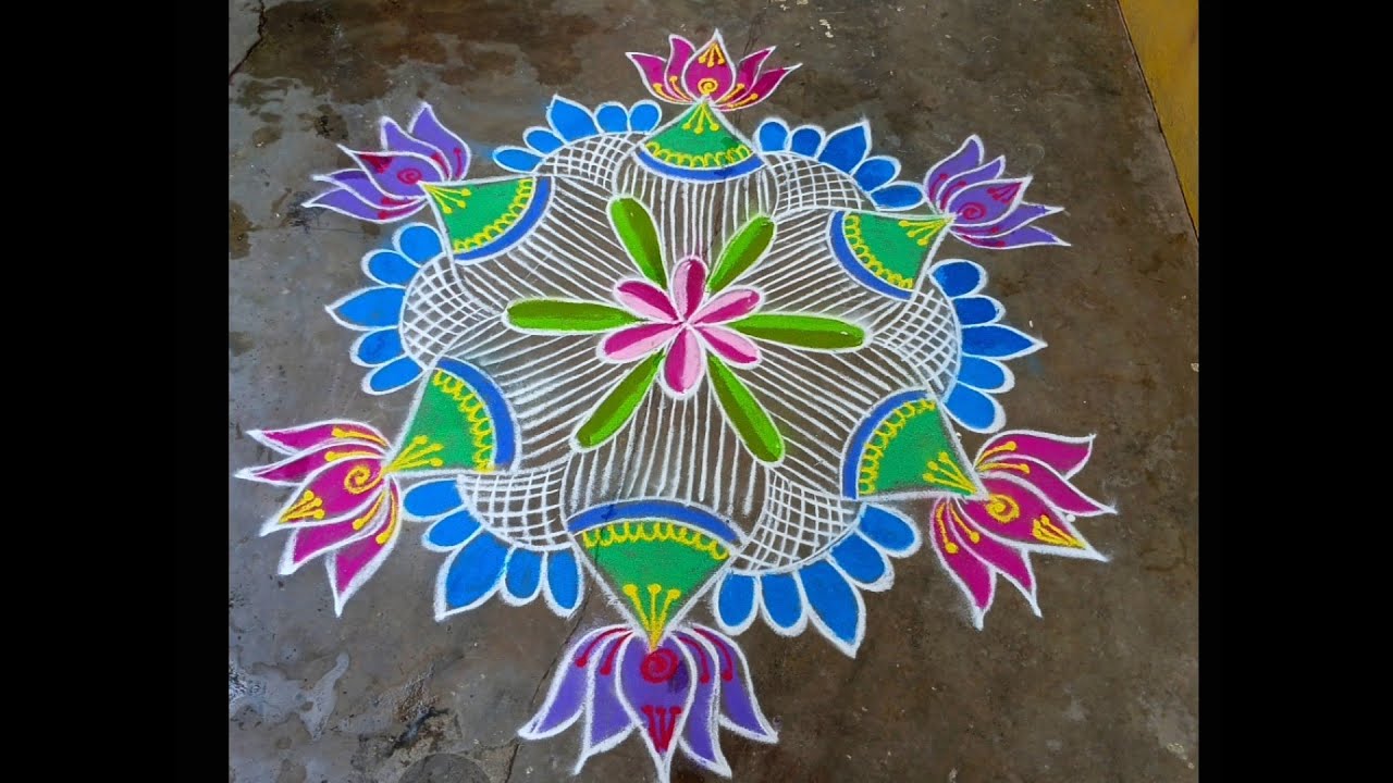 Margazhi maadha kolam, simple flower kolam design , muggulu flower design 
