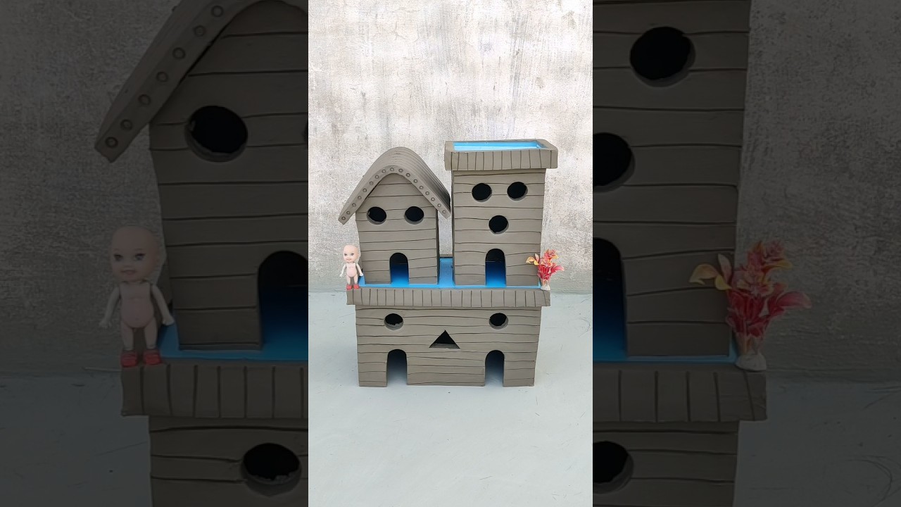 destroying a beautiful miniature clay house 😱