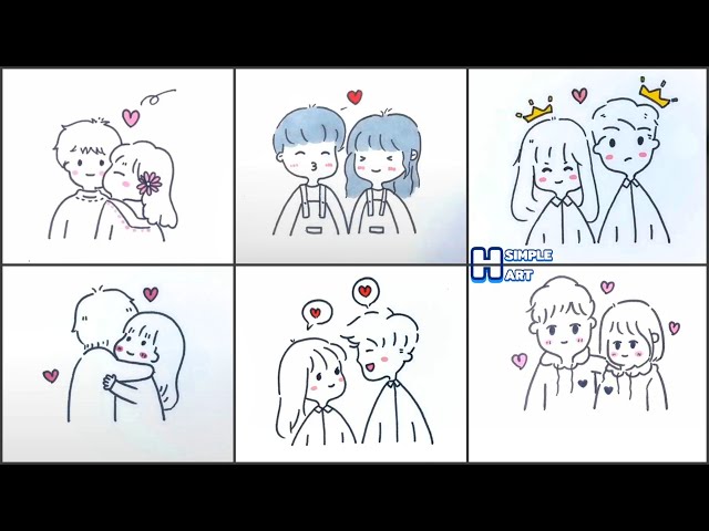 Vẽ Hình Cặp Đôi Cute Đáng Yêu, Vẽ Tranh Thư Giãn Mỗi Ngày | Draw So Cute  #83 - Youtube