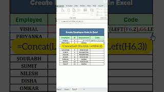 Simply Create Employee Code In Excel ☑️😲#excelshorts #exceltech #excelformula #exceltips