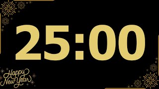 25 Minute New Year 2026 Countdown Timer (Triumphant Piano Alarm at End, No Music)