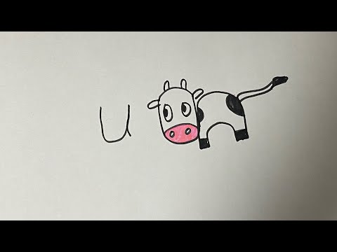 U harfi ile inek çizimi  cow drawing with letter u