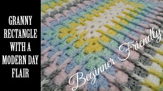 How to Crochet a Granny Rectangle with a Mosaic Flair/ Beginner Friendly Crochet/ Granny Square