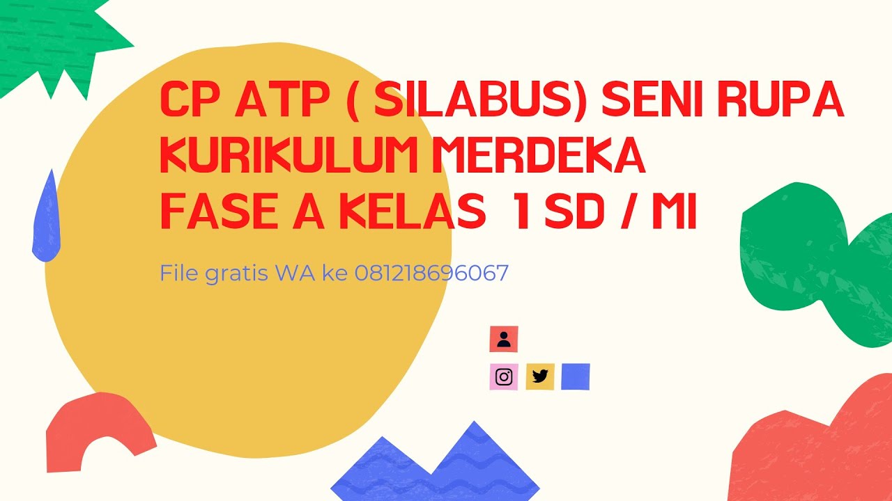 CP dan ATP (Silabus) SENI RUPA KURIKULUM MERDEKA Fase A Kelas 1 SD