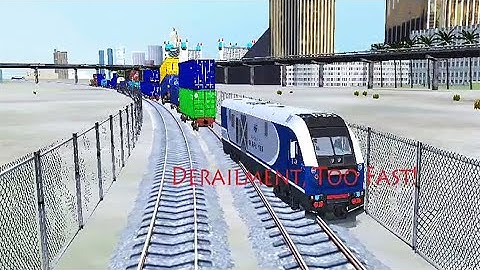 Train Sim Using Siemens Charger Colourful Double Stack In Las Vegas Got Derailment