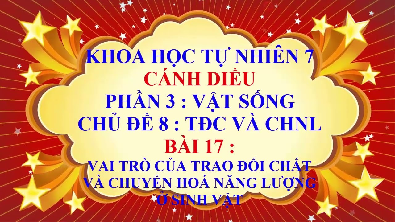 Khoa học tự nhiên 7 - Cánh Diều - Phần 3 - Chủ đề 8 - Bài 17 - Vai trò của trao đổi chất và CHNL