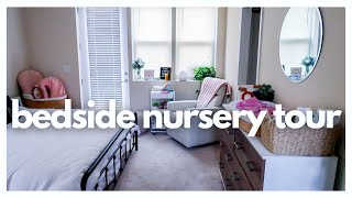 BEDSIDE NURSERY TOUR + Breastfeeding Cart Organization | minimalist newborn essentials on a budget