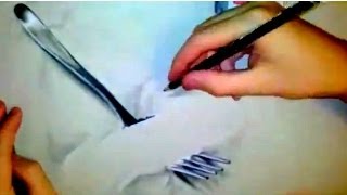 Drawing Illusion 3D Anamorphic - Fork
