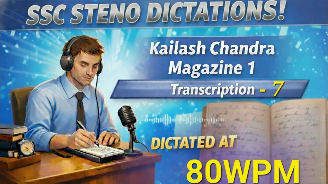 Kailash Chandra Transcription 7 | 80 WPM Dictation | SSC Stenographer Skill Test 2026 🔥🔥💯💯