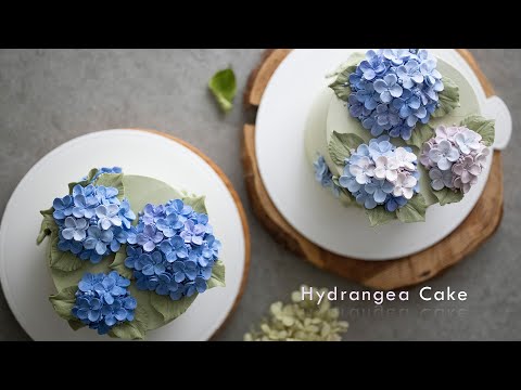, Buttercream Hydrangea Cake