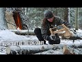 Winter Bushcraft Camp: Carving, Log Cabin Improvements & Chopping Firewood (ASMR)