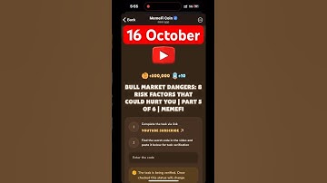 MemeFi YouTube video code today 16 October | MemeFi YouTube video secret code today | #crypto