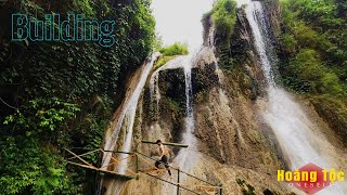 bushcraft| Build a bridge across the falls to reach a wonderful shelter.