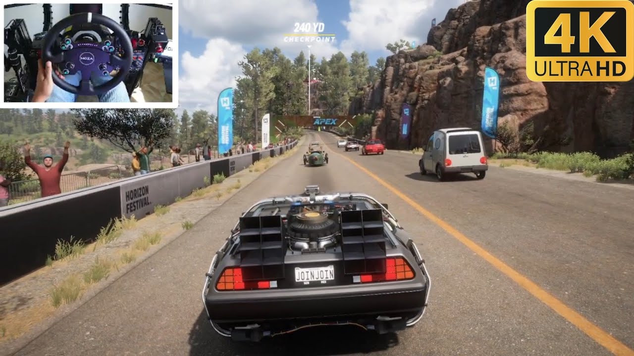 630Hp Delorean Race Forza Horizon 5 - Moza Steering Wheel Gameplay