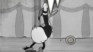 Cartoon characters dancing to electronic music. Circa 1930s