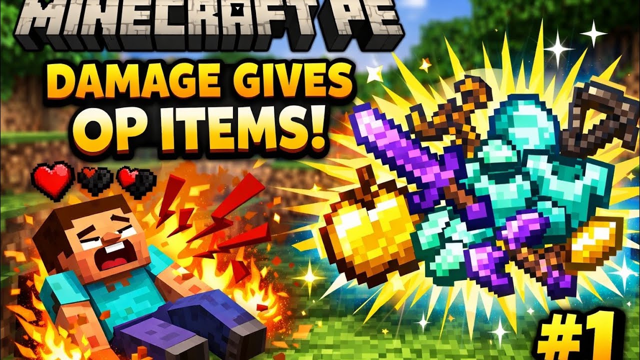 Minecraft,but damage gives you op items 😮