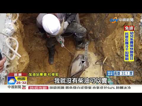 哭了! 包商砸破油槽 加油站1.5萬公升油品全毀│中視新聞 20220601