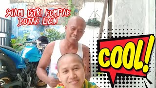 VIRAL , Suami potong rambut istri botak licin