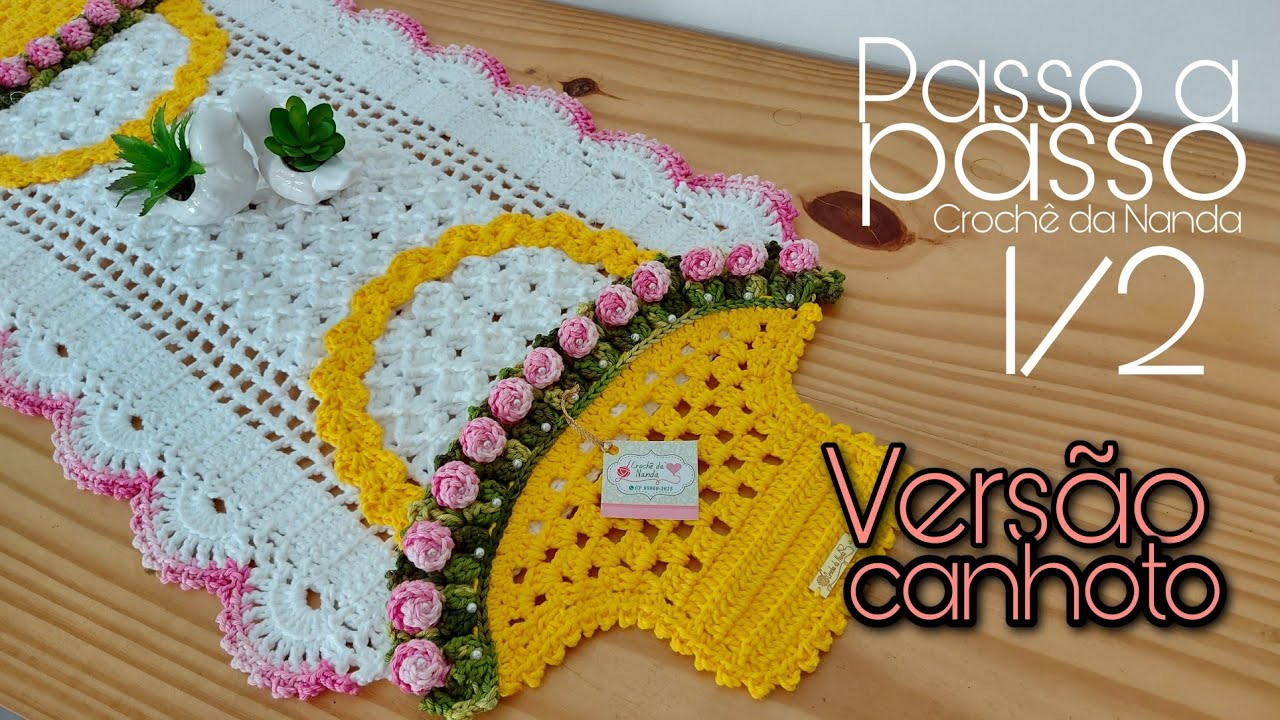 VERSÃO CANHOTO  trilho de mesa/caminho de mesa em crochê CONTO DE FADAS. 1/2