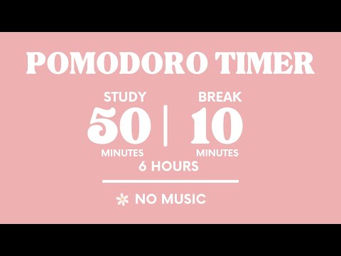 STUDY WITH ME FOR 6 HOURS 50 MINS STUDY 10 MINS BREAK NO MUSIC WITH ALARMS 