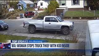 Mother fights carjacker stealing truck with child inside