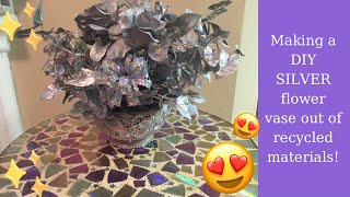 Making A DIY SILVER Flower Vase صنع مزهريه جميله