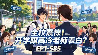 《全校震惊！开学跟高冷老师表白？ 》EP1-585；人怎么可以有种成这样？开学才几天，你当众跟全校第一高冷老师表白？！ 表白也就算了，你还跟老师、校花合租？？！老师，校花，医生，舞蹈生..#都市#漫画