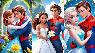 Disney princesses weds spiderman quiz, Elsa, Anna, Moana, ariel, Rapunzel, Belle, Mulan, snow white. screenshot 1