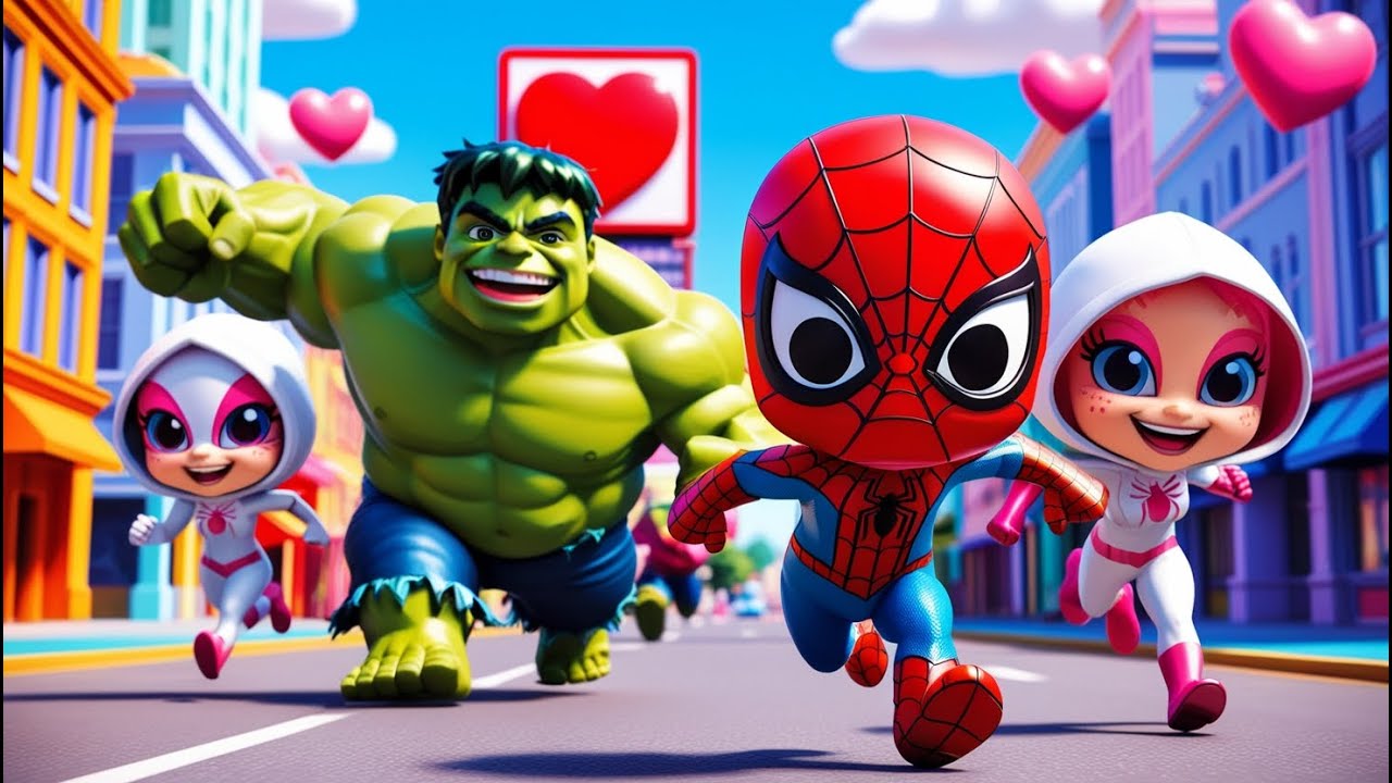 Spider-Man & Hulk Funny Run Challenge ❤️ | Marvel's Spidey and His Amazing Friends