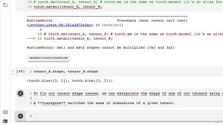 22  Matrix Multiplication Part 3 Dealing With Tensor Shape Errors