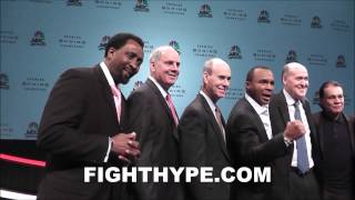 SUGAR RAY LEONARD, THOMAS HEARNS, AND ROBERTO DURAN SHARE JOKES AT PRESSER FOR NBC BOXING SERIES