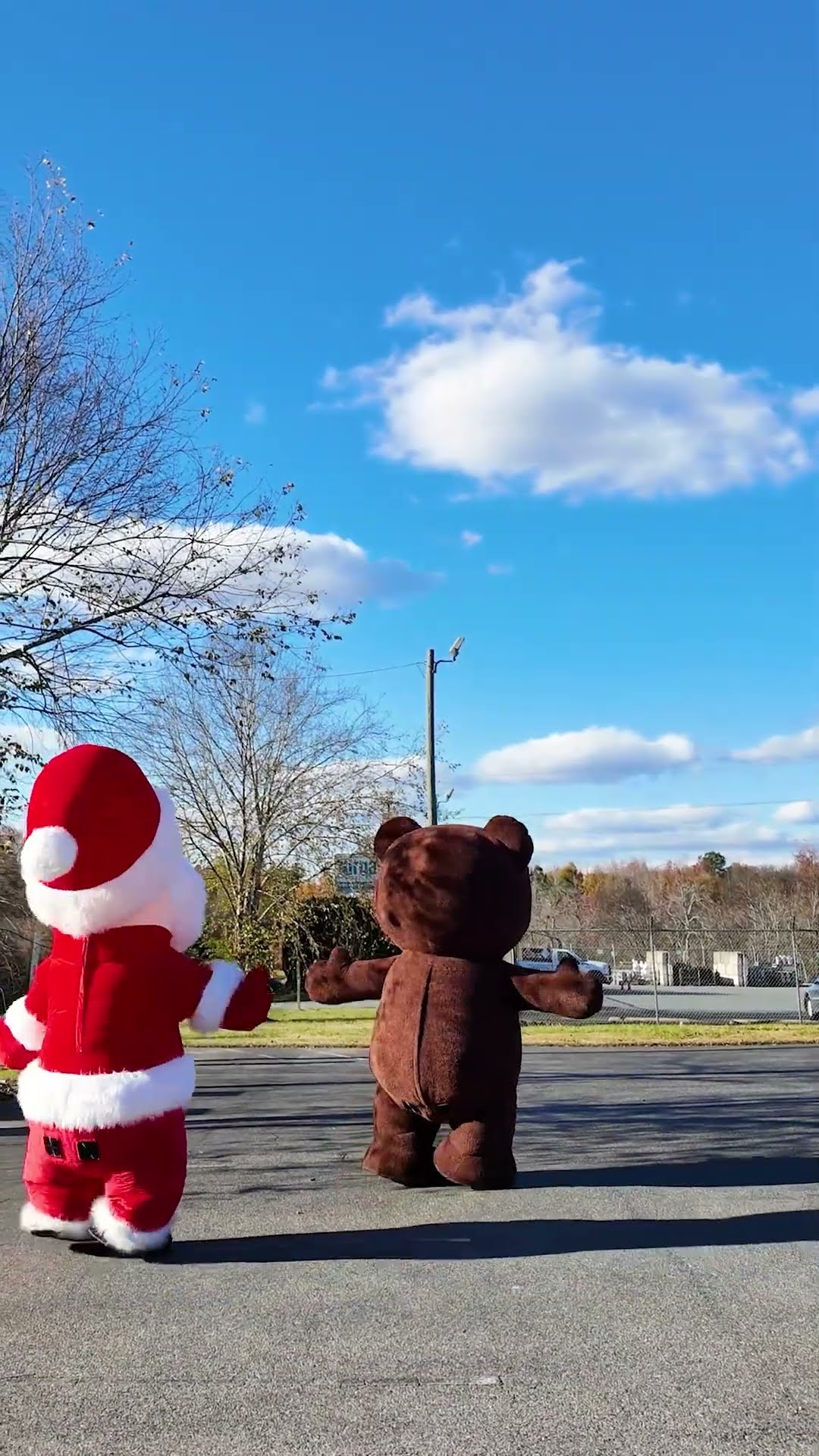 Assistant and Mr Engineer Race as Santa and the Bear #FamilyFun #HolidayFun