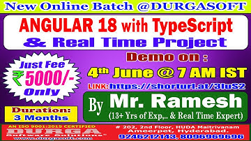 ANGULAR 18 with TypeScript Online Training @ DURGASOFT