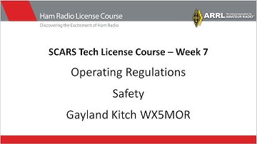 SCARS Technician Class - Session 7 of 7