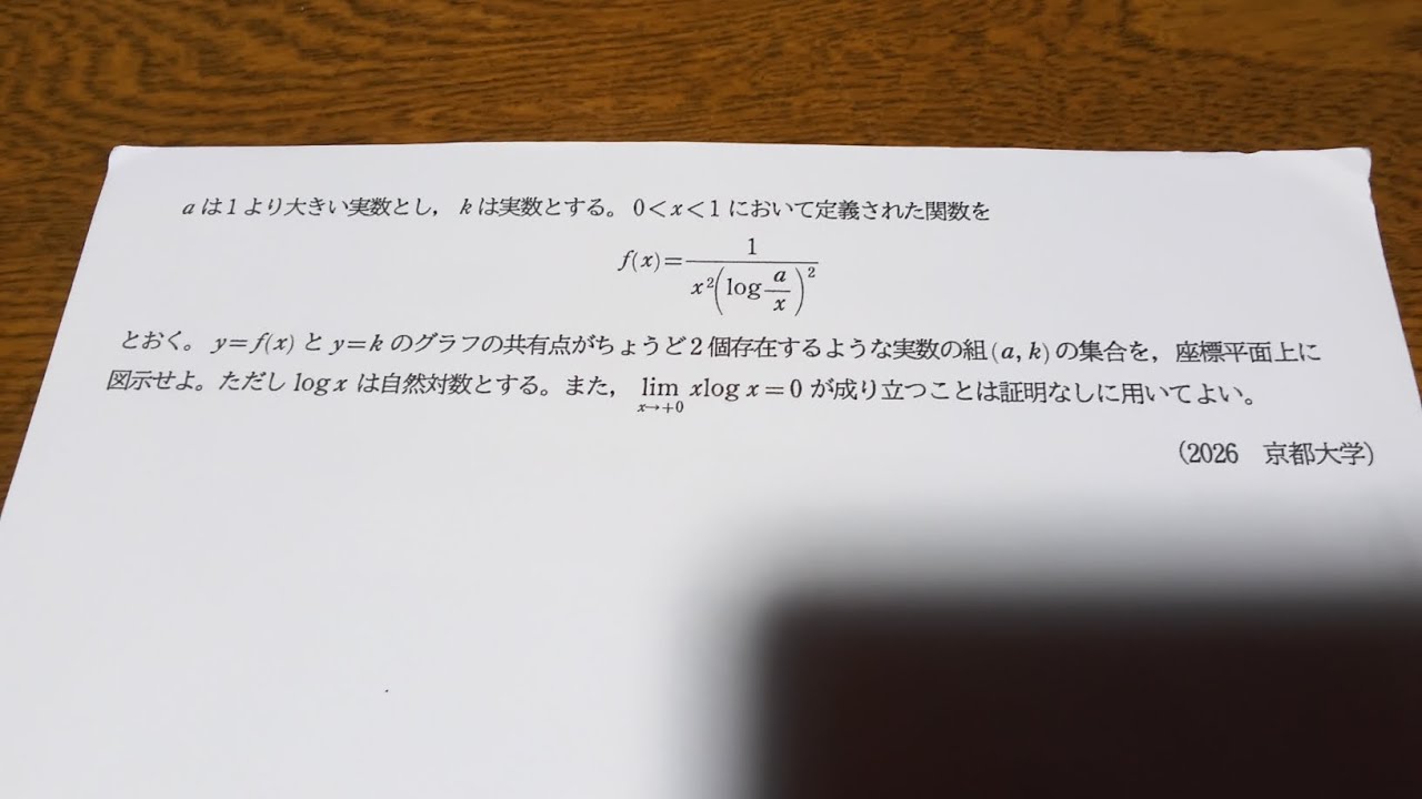 2026 京都大学 数学（理系） 大問1 数Ⅲ微分の応用