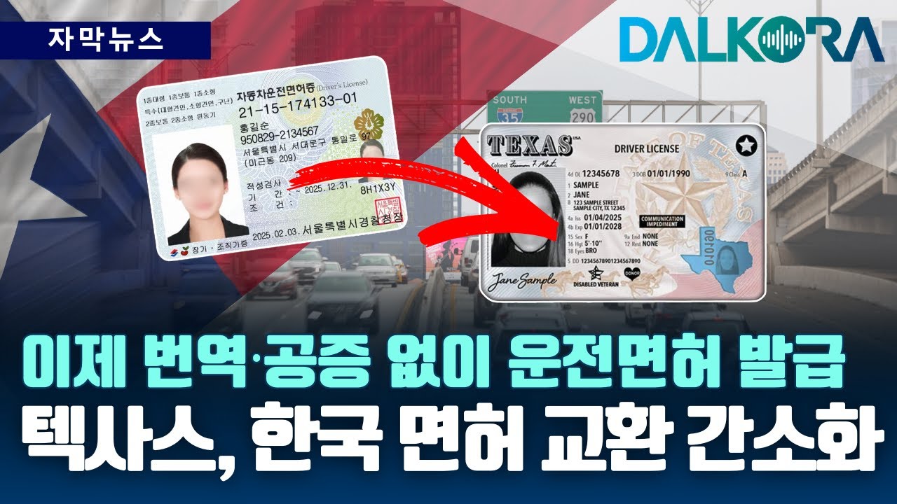 텍사스에서 한국 면허 바로 교환! 번역·공증 없이 OK [DALKORA 자막뉴스]