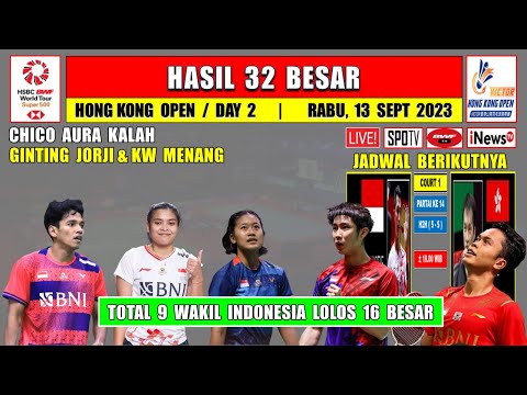 Hasil Hong Kong Open 2023 Hari Ini Day 2 R32 ~ CHICO Kalah ~ JORJI GINTING KW Menang 9 Wakil Ke R16