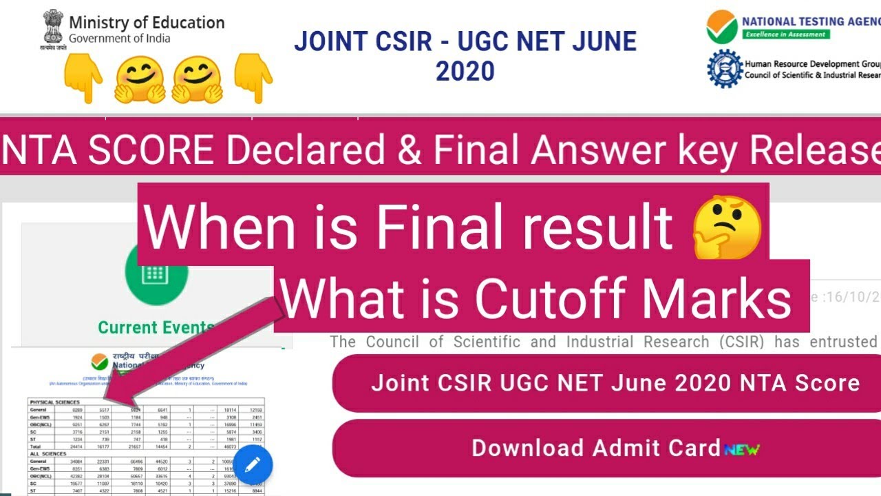 CSIR NET JUNE 2020 CUTOFF MARKS | csir net june 2020 result | life sciences cutoff marks | Result