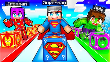 Having A SUPERHERO LUCKY BLOCK RACE in Minecraft!