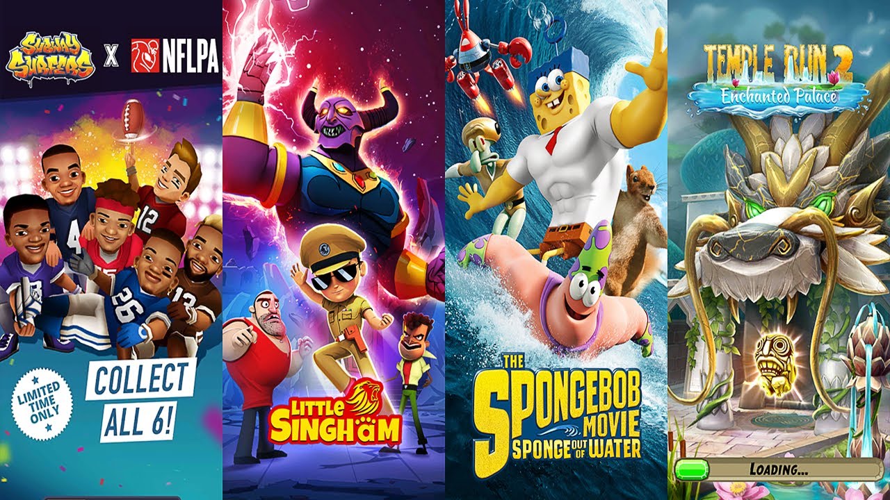 Subway Surfers vs Little Singham vs SpongeBob: Sponge on the Run vs Temple Run 2