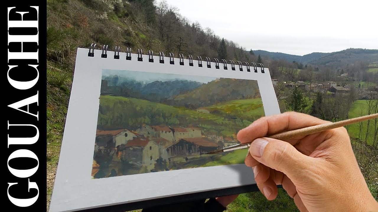 Démo à la Gouache : un village d'Auvergne en peinture