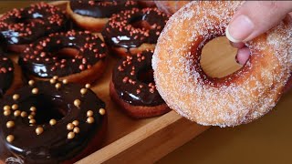 حضروا ألذ دونات donuts خفاف بالشكلاط وبيني لذيذ وهشيش من نفس العجين مستحيل مينجحش معاك من أول تجربة